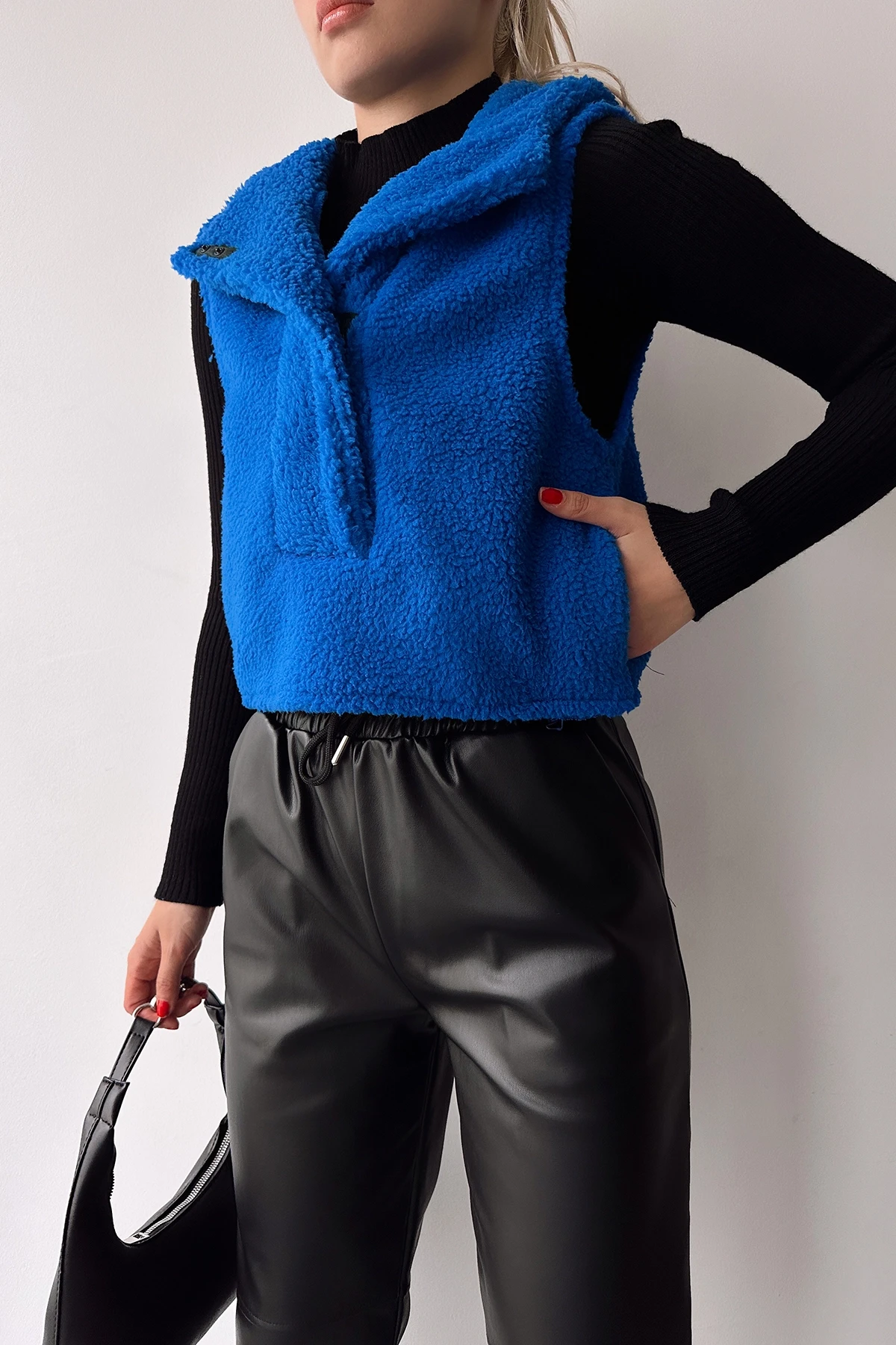 Saks Kapüşonlu Önü Çıtçıtlı Kolsuz Welsoft Sweatshirt