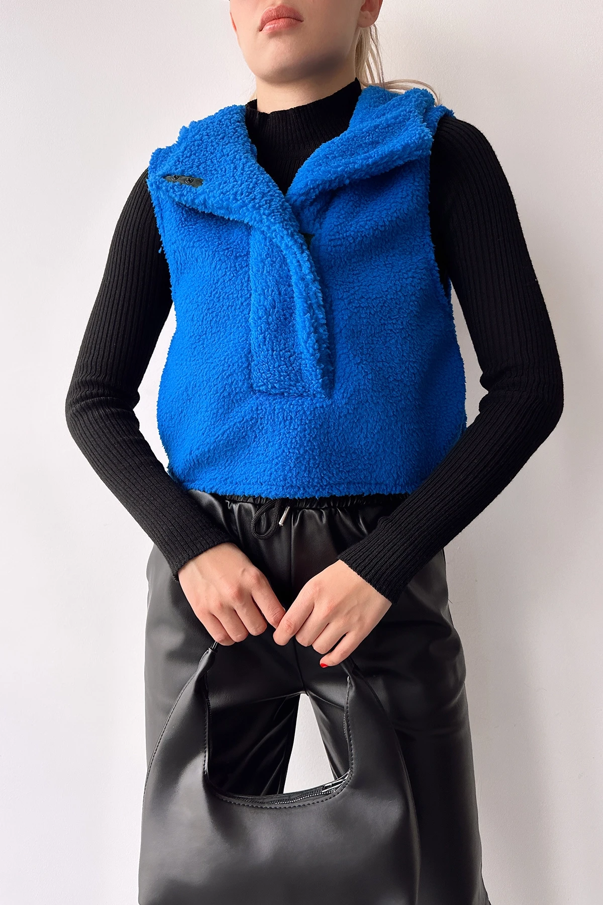 Saks Kapüşonlu Önü Çıtçıtlı Kolsuz Welsoft Sweatshirt