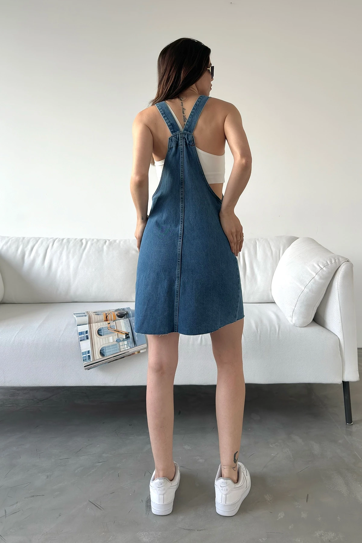Mavi Askılı Denim Salopet