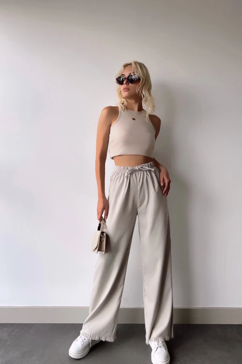 Taş Paçası Püsküllü Palazzo Pantolon BCDF-231101