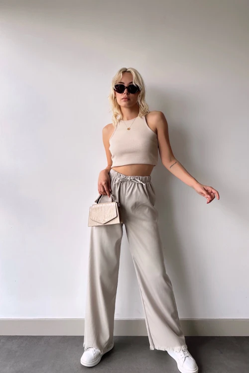 Taş Paçası Püsküllü Palazzo Pantolon BCDF-231101