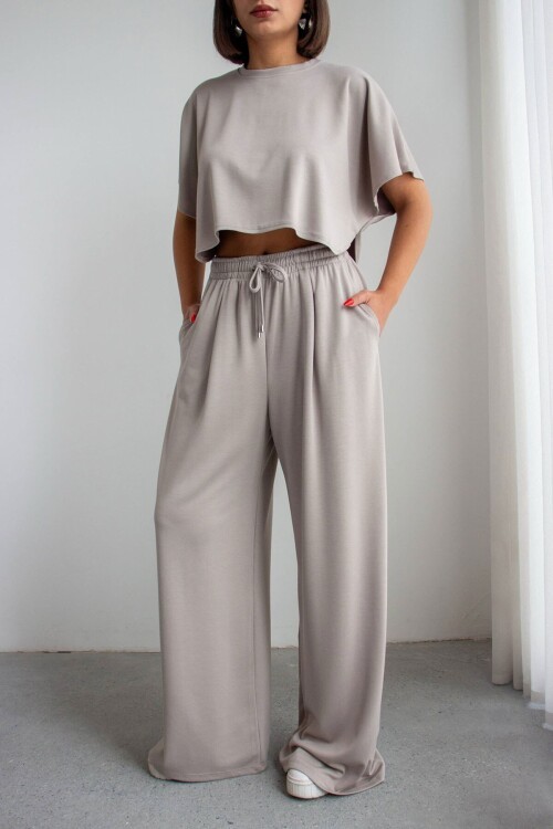 Bej Bol Paça Rahat Kesim Modal Kumaş Alt Üst Takım