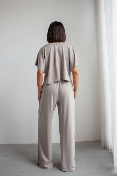 Bej Bol Paça Rahat Kesim Modal Kumaş Alt Üst Takım