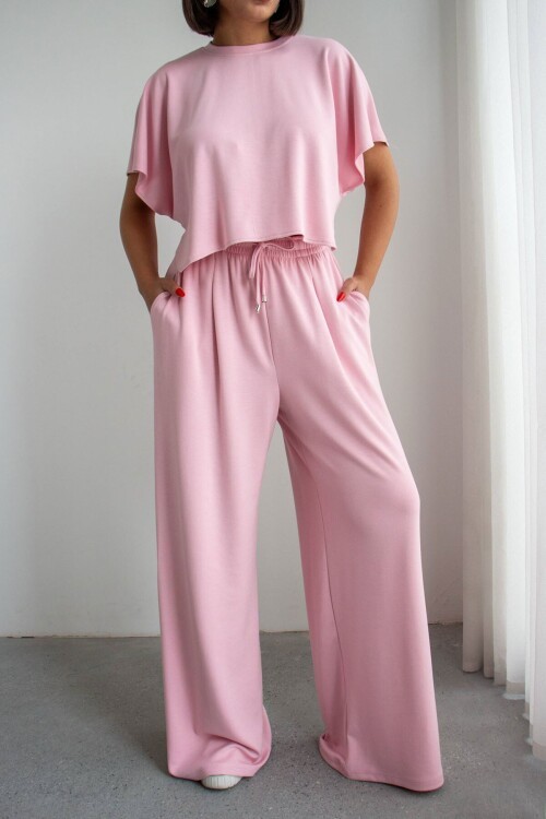 Pembe Bol Paça Rahat Kesim Modal Kumaş Alt Üst Takım