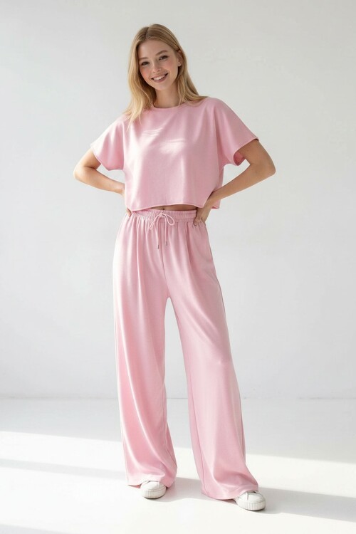 Pembe Bol Paça Rahat Kesim Modal Kumaş Alt Üst Takım