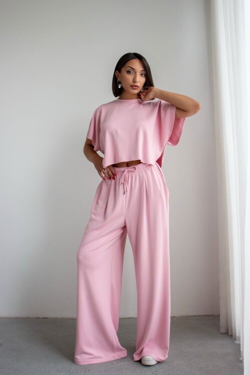 Pembe Bol Paça Rahat Kesim Modal Kumaş Alt Üst Takım