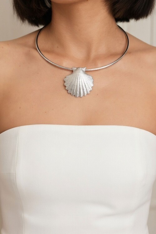 Silver Deniz Kabuğu Choker Kolye