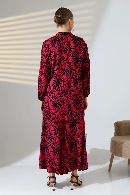 Fuşya Hakim Yaka Gömlek Ve Rahat Kesim Pantolon Dokuma Alt Üst Takım BCVL-25V053