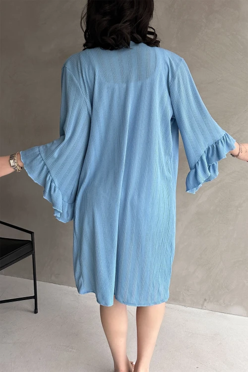 Mavi Kolları Volanlı File Hırka BCDF-252171