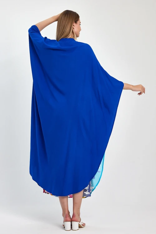 Maxi Boy Saks Nakış İşlemeli Dokuma Viscon Elbise BCVL-251076