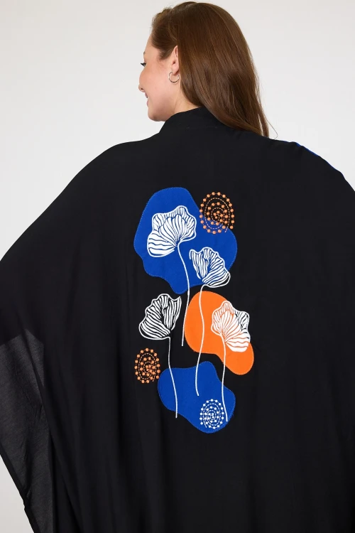 Maxi Boy Saks Nakış İşlemeli Dokuma Viscon Elbise BCVL-25993