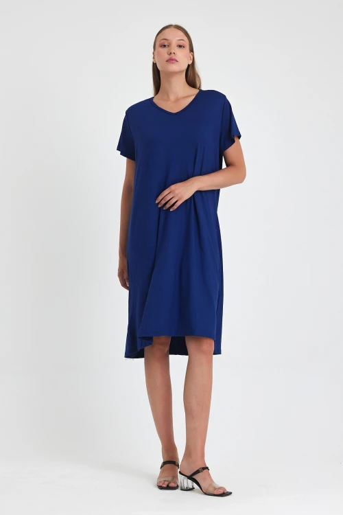 Maxi Boy Saks Örme Viscon Elbise BCVL-25C2