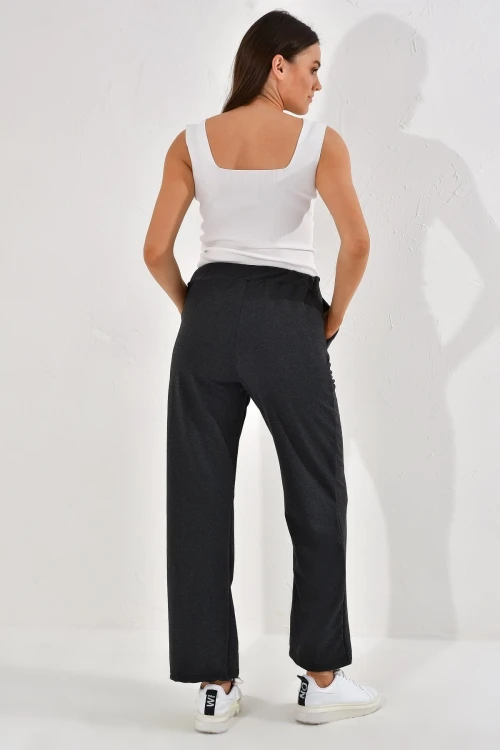 Füme 2 İplik Cepli Bol Paça Pantolon CO-259292933
