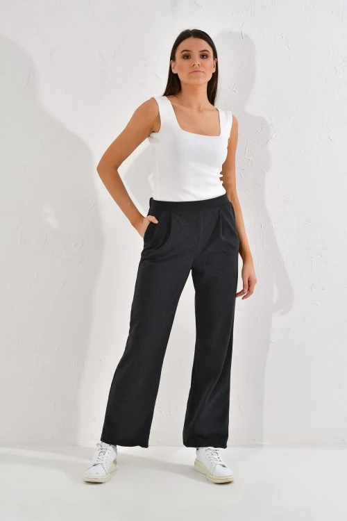 Füme 2 İplik Cepli Bol Paça Pantolon CO-259292933