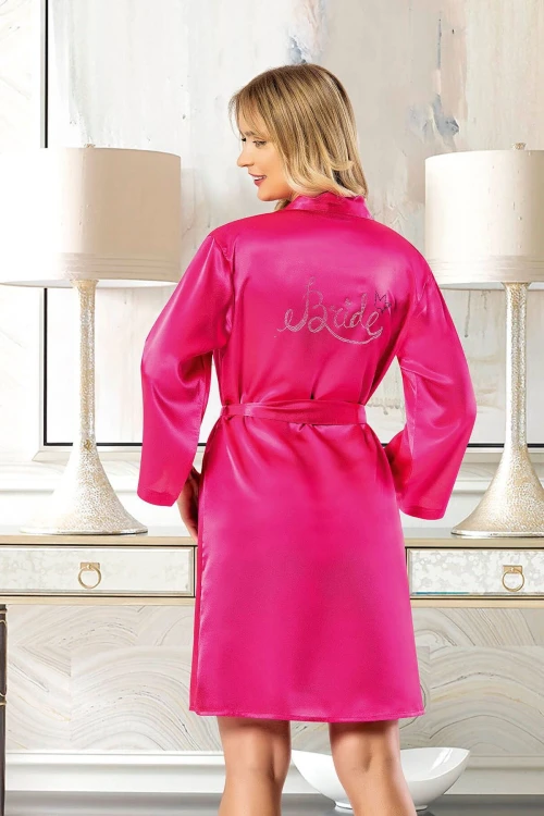 Fuşya Saten Bride Sabahlık BCAN-255910FA