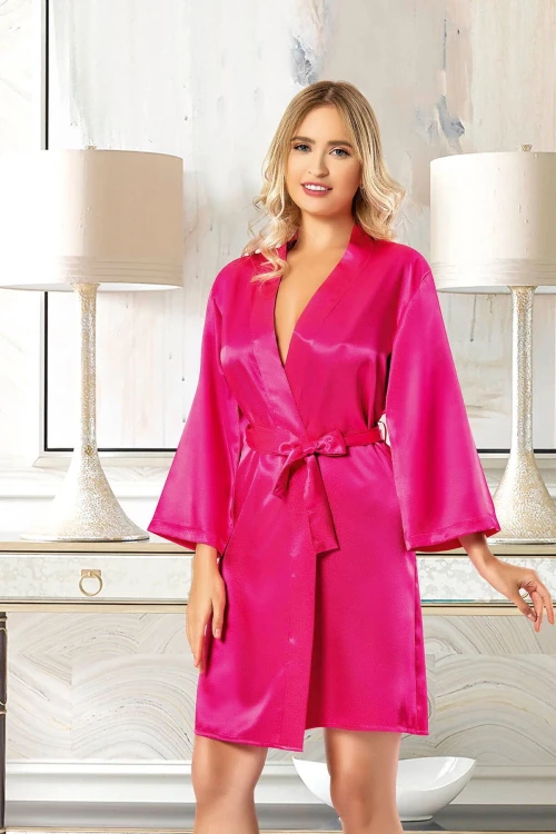 Fuşya Saten Bride Sabahlık BCAN-255910FA