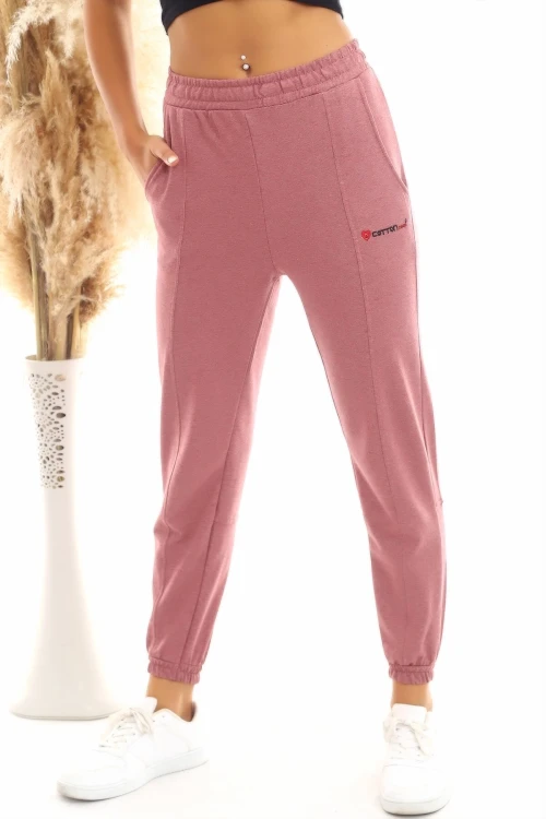 Gül Kurusu Yumuşak Dokulu Beli Ve Paçası Lastikli Pantolon CO-2520060629