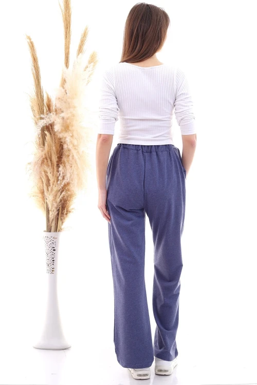 İndigo 2 İplik Cepli Bol Paça Pantolon CO-259292933