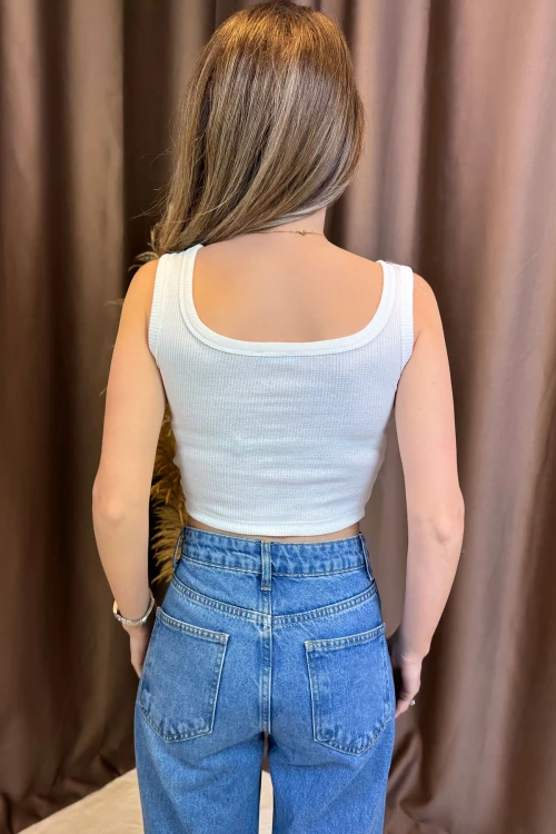 Siyah-Ekru-Gri 3 Lü Paket Kare Yaka Crop Kaşkorse Bluz BCOR-252005