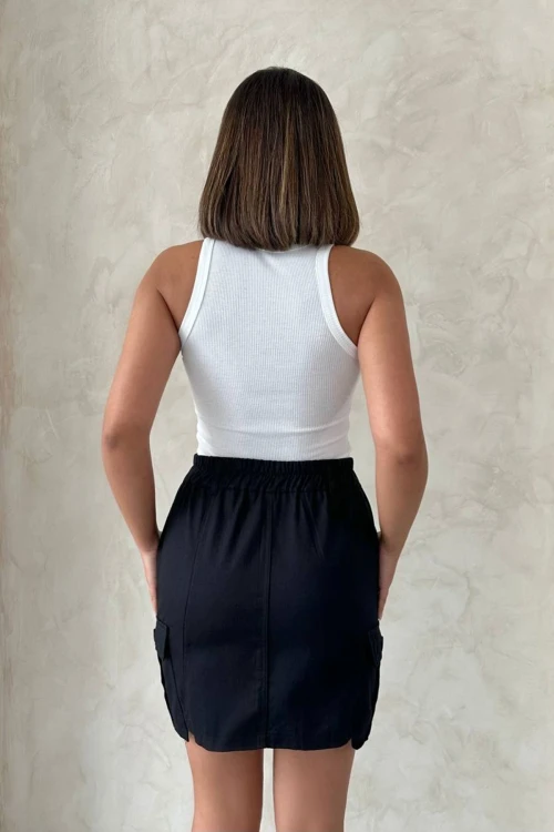 Siyah Kargo Cepli Dokuma Etek BCHN-2525020