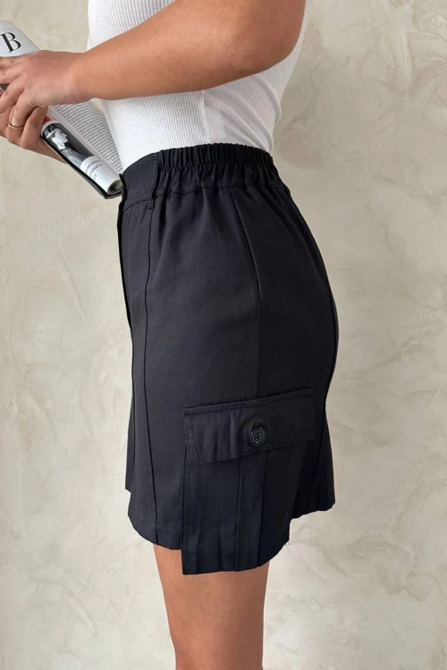 Siyah Kargo Cepli Dokuma Etek BCHN-2525020