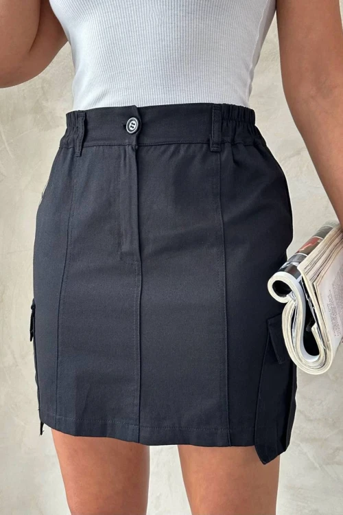 Siyah Kargo Cepli Dokuma Etek BCHN-2525020