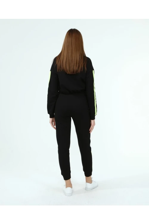 Siyah Üç İplik Kapüşonlu Sweatshirt Ve Cepli Pantolon Alt Üst Takım CO-2522033931