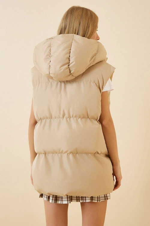 Bej Kapüşonlu Şişme Yelek BCBSK-25700-K7262