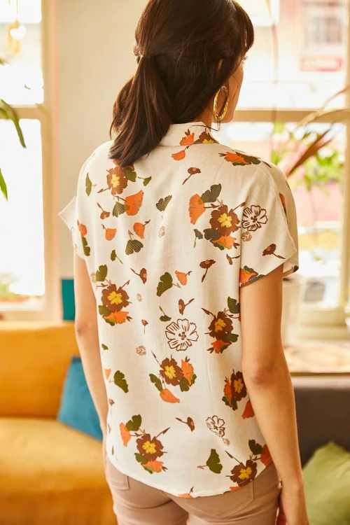 Bej Oversize Rahat Kesim Kısa Kol Gömlek BCBSK-25700-K5157