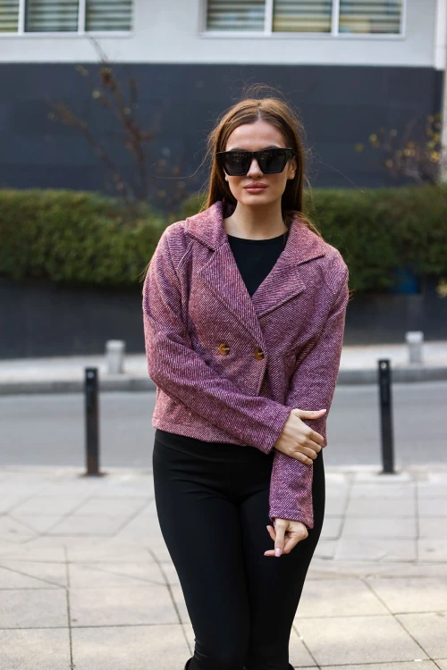 Bordo Düğmeli Kısa Mevsimlik Ceket BCBSK-25700-3529