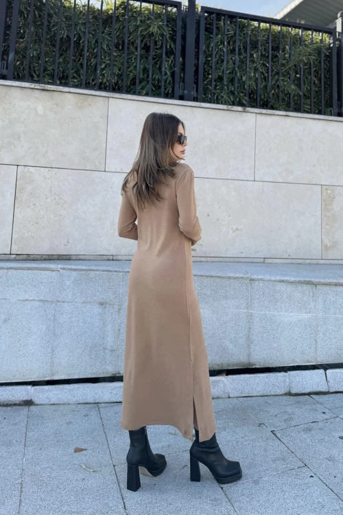 Camel Yarım Balıkçı Triko Elbise BCBSK-25700-3502