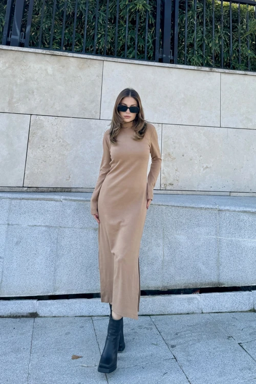 Camel Yarım Balıkçı Triko Elbise BCBSK-25700-3502