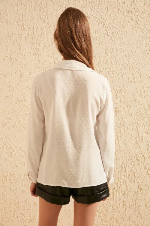 Ekru Viskon Basic Gömlek BCBSK-25700-K4094