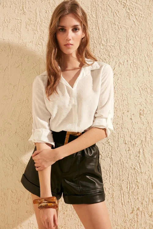 Ekru Viskon Basic Gömlek BCBSK-25700-K4094