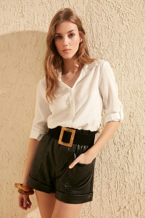 Ekru Viskon Basic Gömlek BCBSK-25700-K4094