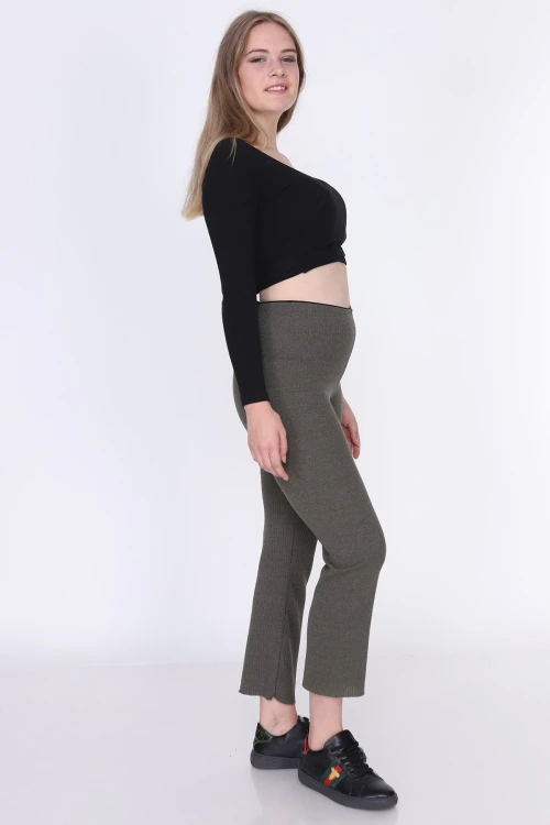 Haki Beli Lastikli Uzun Pantolon CO-259380793