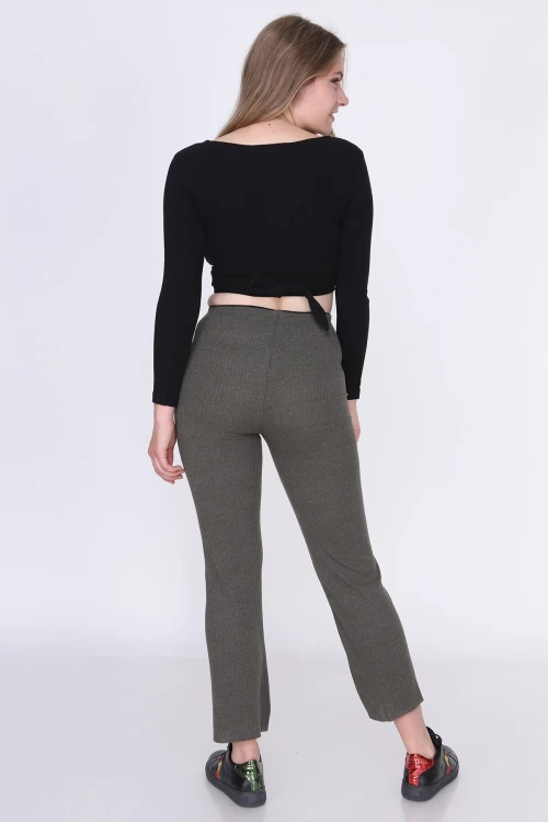 Haki Beli Lastikli Uzun Pantolon CO-259380793