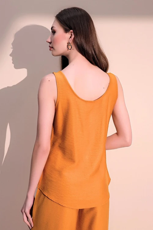 Hardal Askılı Düğmeli Keten Bluz BCBSK-25700-2910