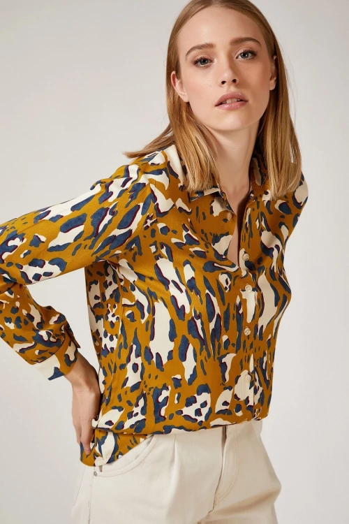 Hardal Desenli Uzun Kol Gömlek BCBSK-25700-K5809