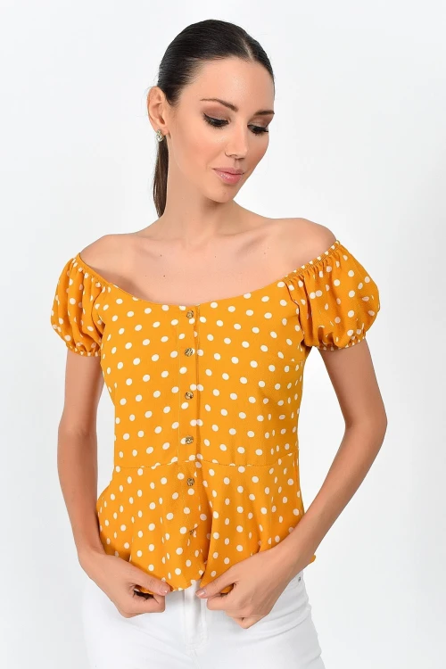 Hardal Önü Düğmeli Bluz CO-259363018