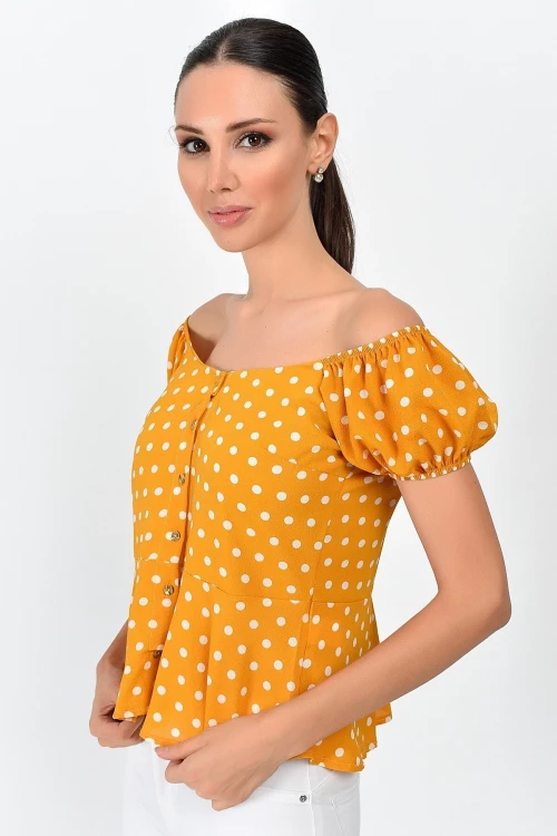 Hardal Önü Düğmeli Bluz CO-259363018