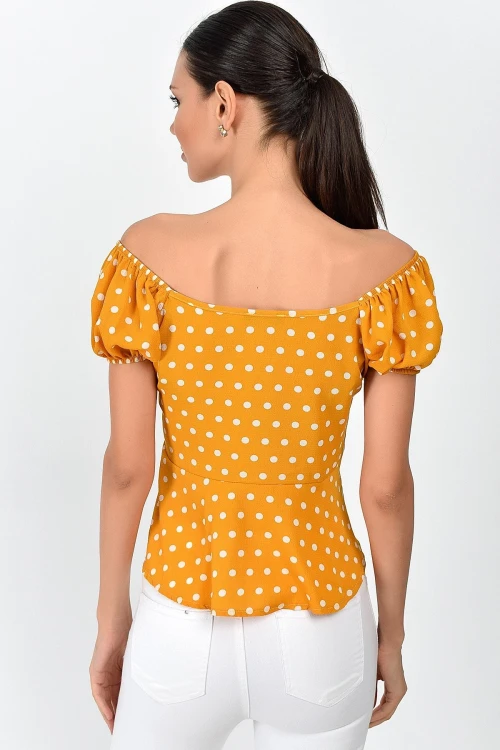 Hardal Önü Düğmeli Bluz CO-259363018