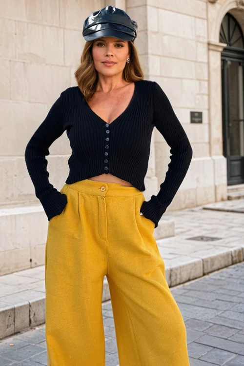 Hardal Yüksek Bel Salaş Pantolon BCBSK-25700-3450