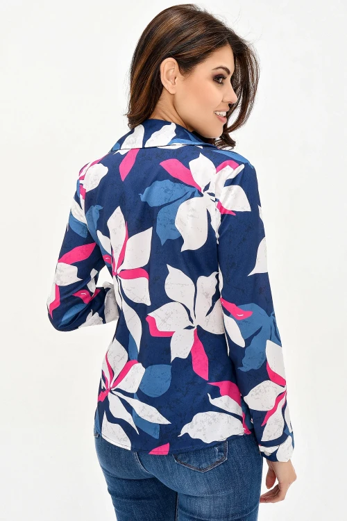 Lacivert Uzun Kollu Desenli Gömlek BCBSK-25700-G1014