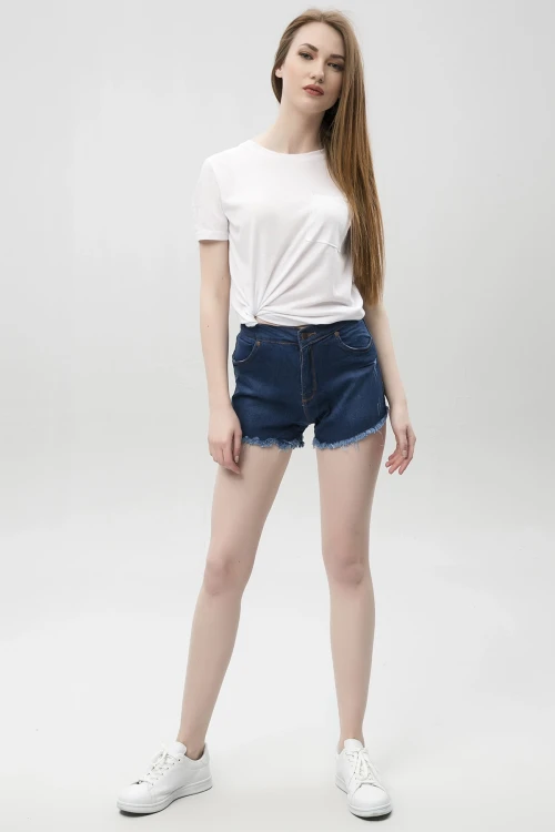 Mavi Yazlık Paçası Püsküllü Kot Şort BCBSK-25650-202