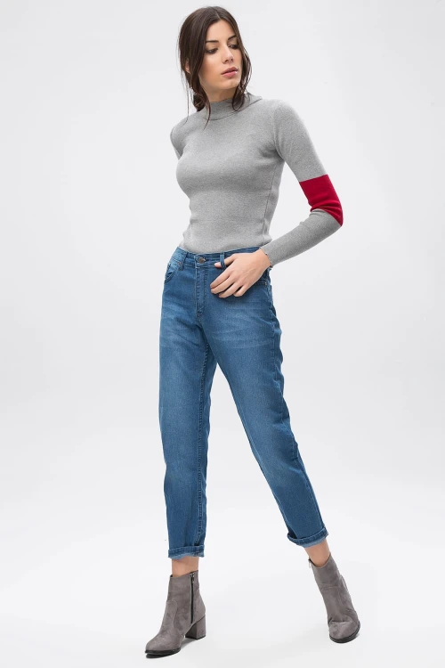 Mavi Yüksek Bel Dar Paça Esnek Denim Pantolon BCBSK-25639-528-2020