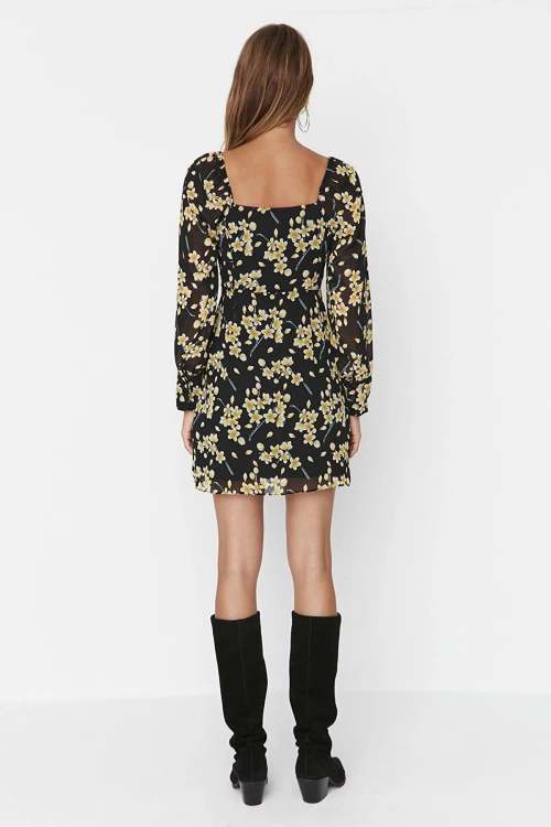 Mix Öpücük Yaka Dizüstü Elbise BCBSK-25700-K7289