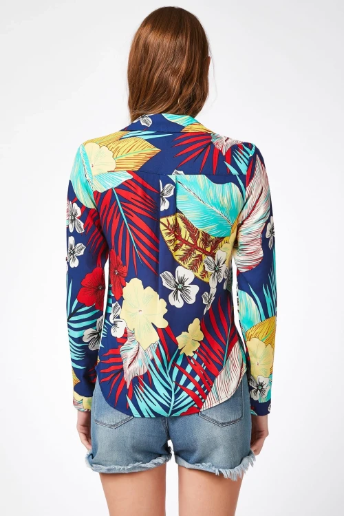 Multi Çiçek Desenli Dokuma Gömlek BCBSK-25700-K4215