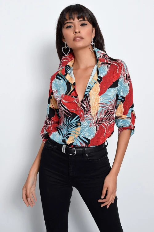 Multi Desenli Uzun Kol Gömlek BCBSK-25700-K4573