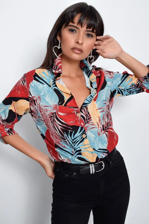 Multi Desenli Uzun Kol Gömlek BCBSK-25700-K4573